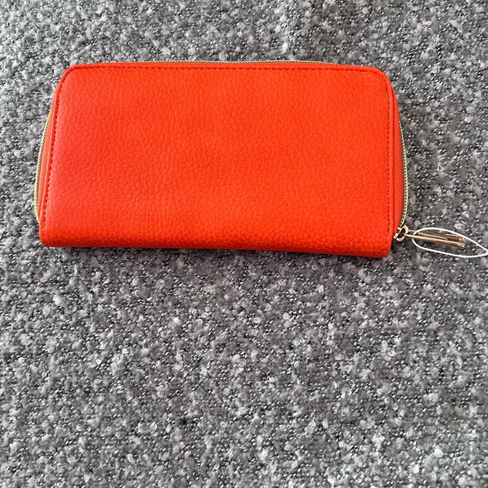 Vibrant orange clutch and wallet!  New, never used